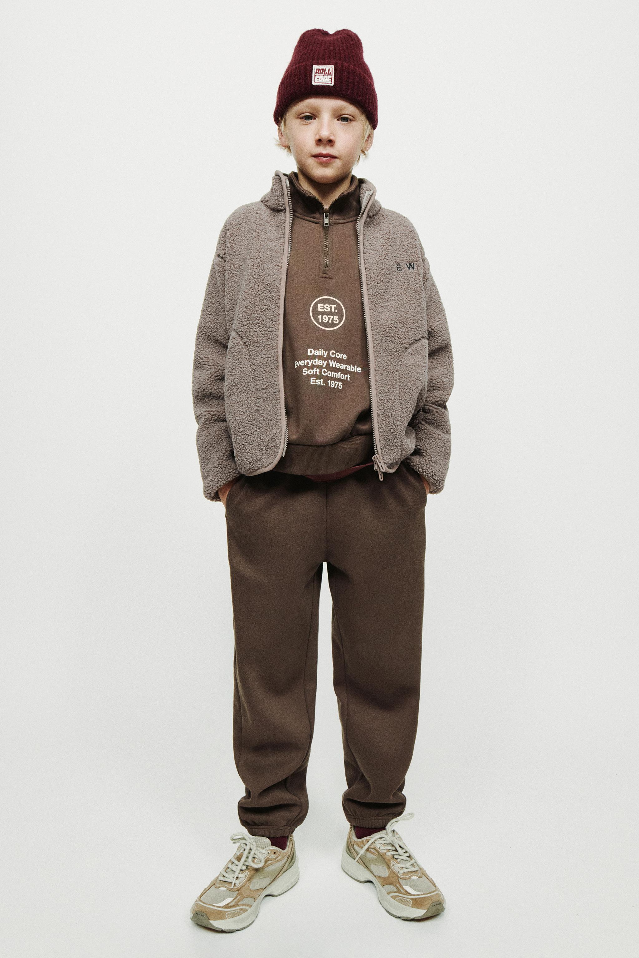 EMBROIDERED TEXT FLEECE JACKET